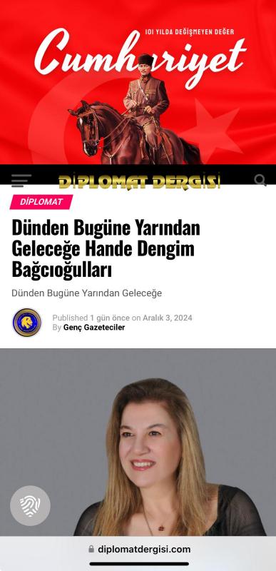 İş Dünyası Dergisi ve Diplomat Dergisinde yayınlanan 